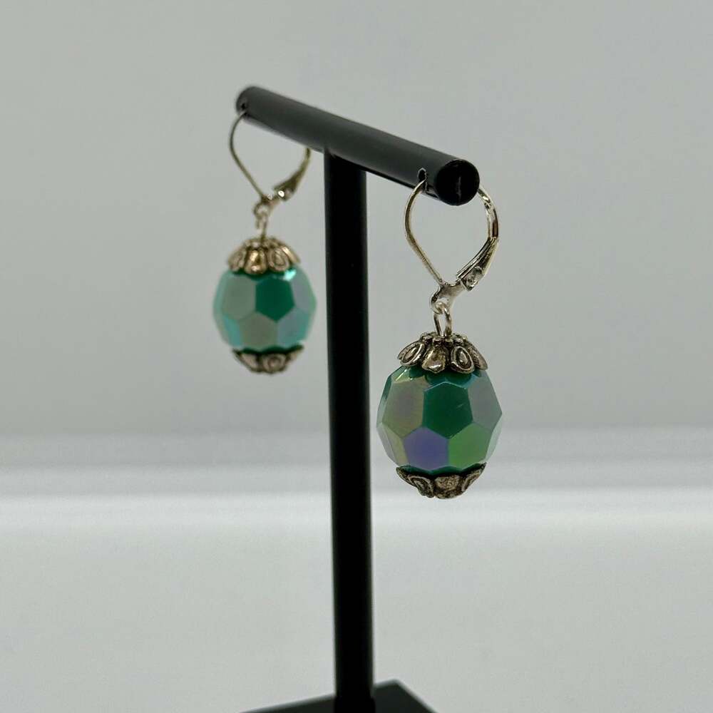 Premier Designs Vintage Light Blue Beaded Dangle Earrings - Picture 5 of 5